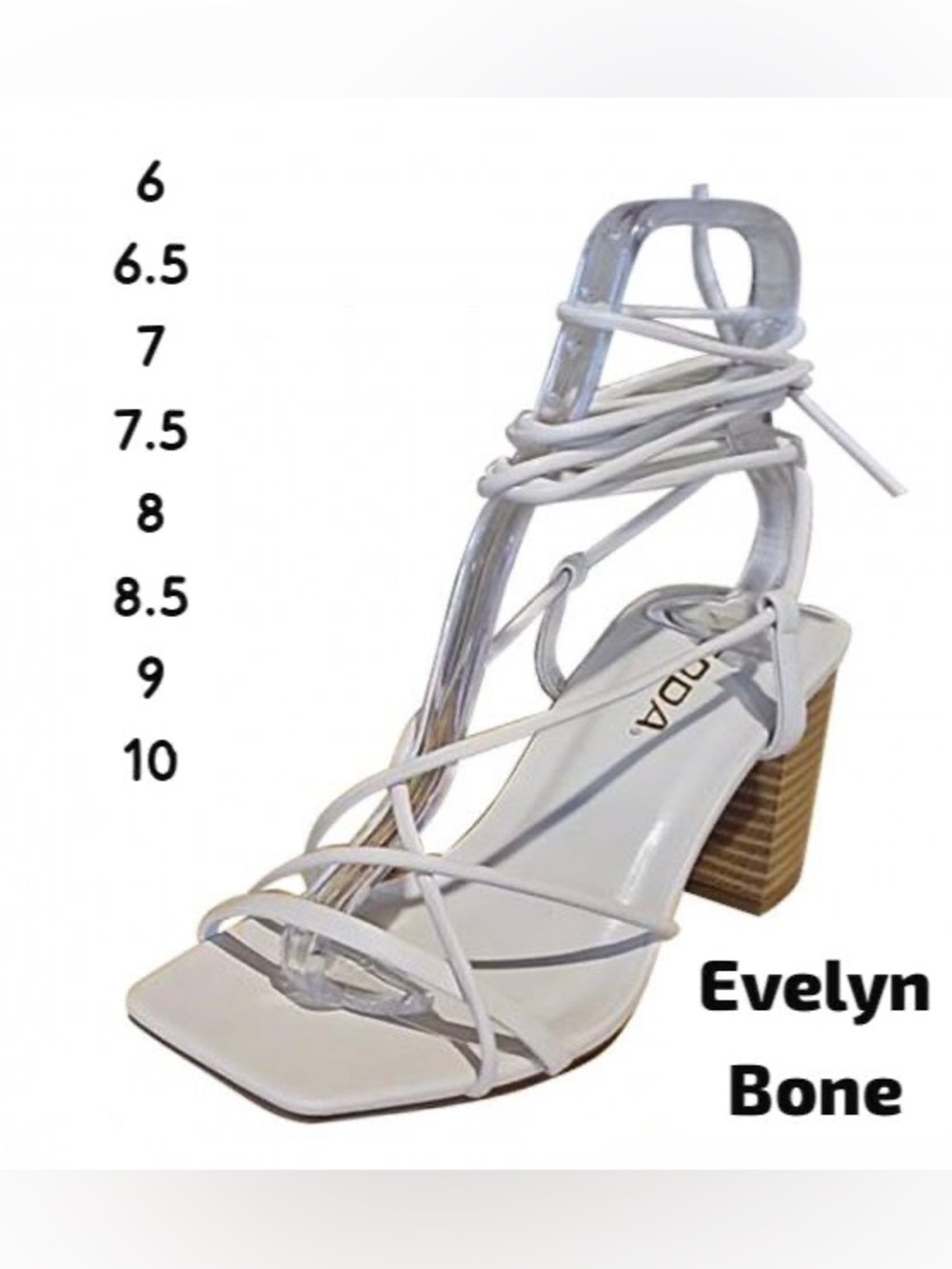 Soda Evelyn Bone Strappy Block Heel Sandal